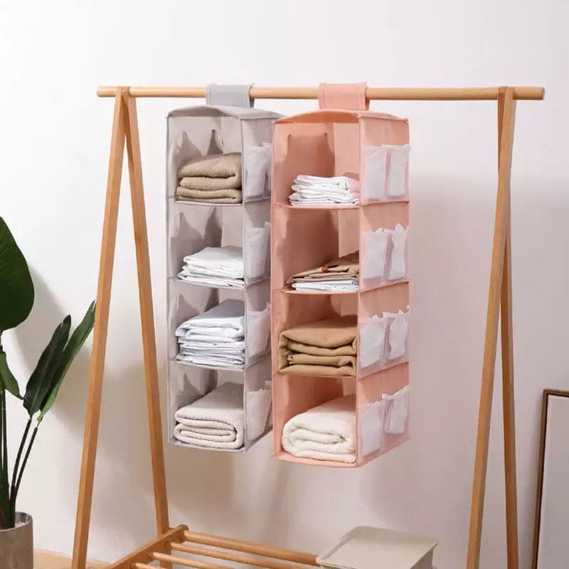 New Hanging Wardrobe, 4 Layer Foldable Closet Organizer, Multilayer Foldable Hanging Storage Rack, Tier Hanger Bag, Wardrobe Storage Holder, Dust-Proof Fabric Hanging Bag, Double Sided Storage Organizer With 8 Frosted Pocket New Hanging Wardrobe, 4 Layer Foldable Closet Organizer, Multilayer Foldable Hanging Storage Rack, Tier Hanger Bag, Wardrobe Storage Holder, Dust-Proof Fabric Hanging Bag, Double Sided Storage Organizer With 8 Frosted Pocket